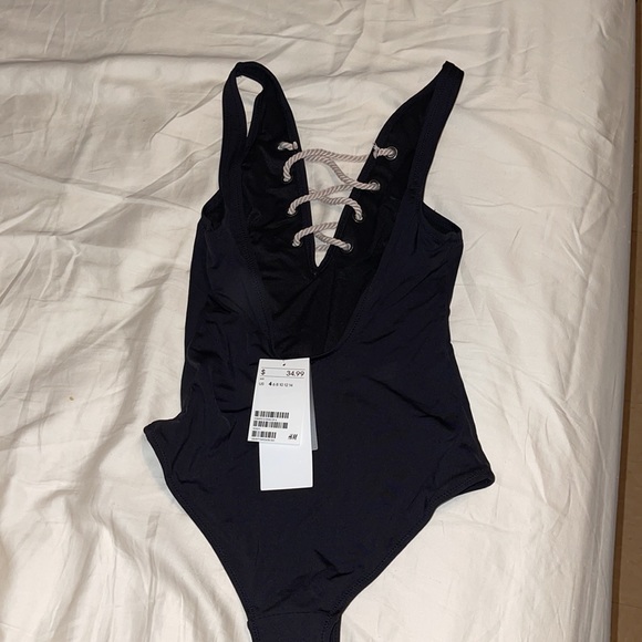 Brand new black rope effect one piece swimsuit - Picture 2 of 3